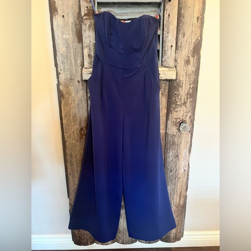 RACHEL ROY- Women’s strapless flare jump suit Navy Blue Size 4